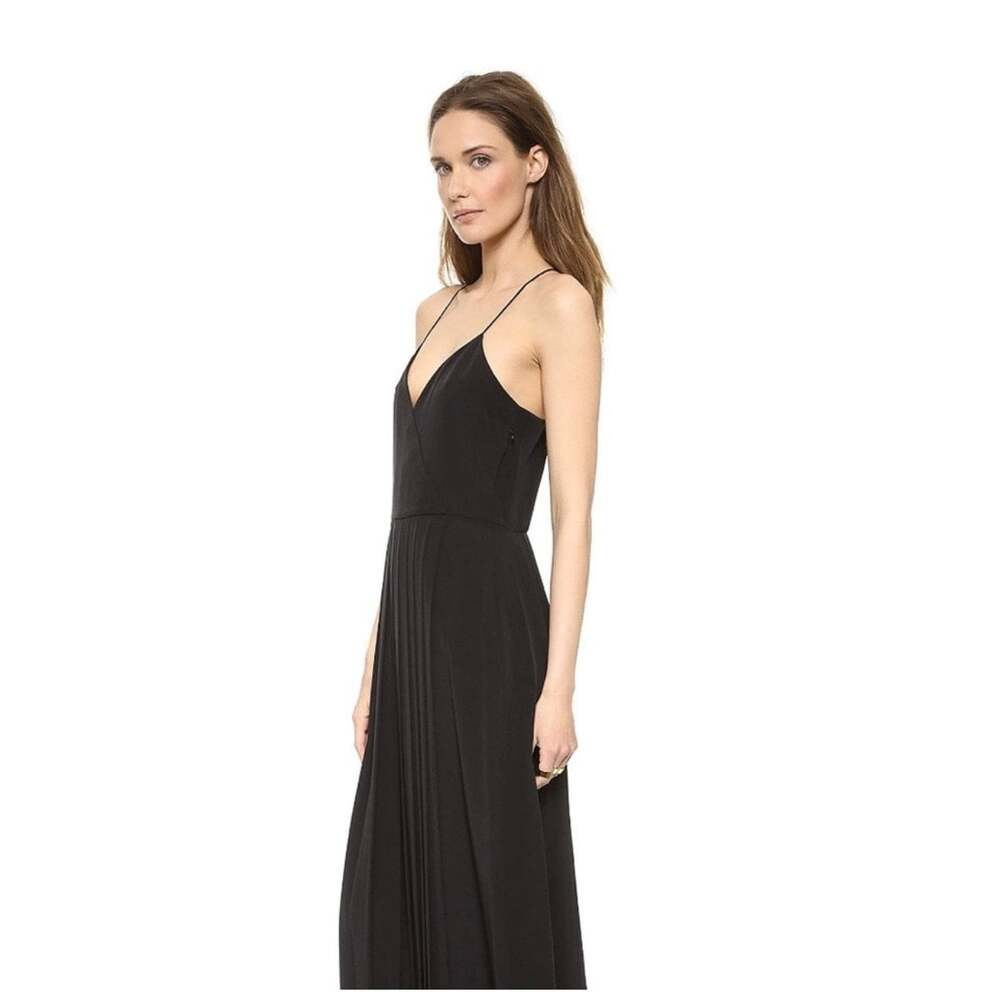 Tibi Pleated Maxi Dress Black Silk Spaghetti Strap Size 8 Evening Gown - Picture 9 of 12
